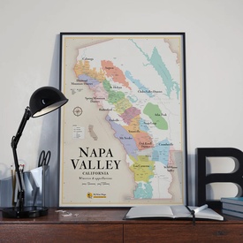 Poster Napa Valley Wine map | 50 x 70 cm | La carte des vins