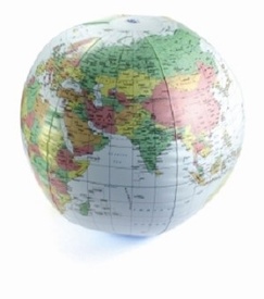 Opblaasbare wereldbol - globe Aarde Politiek | Harlekijn