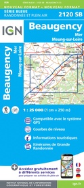 Wandelkaart - Topografische kaart 2120 SB - Serie Bleue Beaugency,  Mer, Meung-sur-Loire | IGN - Institut Géographique National