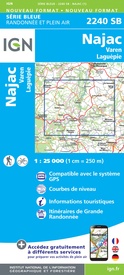 Wandelkaart - Topografische kaart 2240 SB - Serie Bleue Varen, Laguépie, Najac | IGN - Institut Géographique National