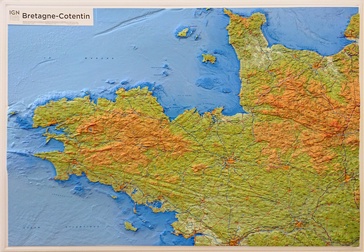 Reliëfkaart 60303 Bretagne-Cotentin met voelbaar 3D reliëf | 113 x 80 cm | IGN - Institut Géographique National