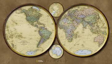 Historische wereldkaart 20547 World hemispheres, politiek, 107 x 62 cm | National Geographic