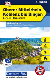 Wandelkaart 32 Outdoorkarte Oberer Mittelrhein Koblenz to Bingen | Kümmerly & Frey